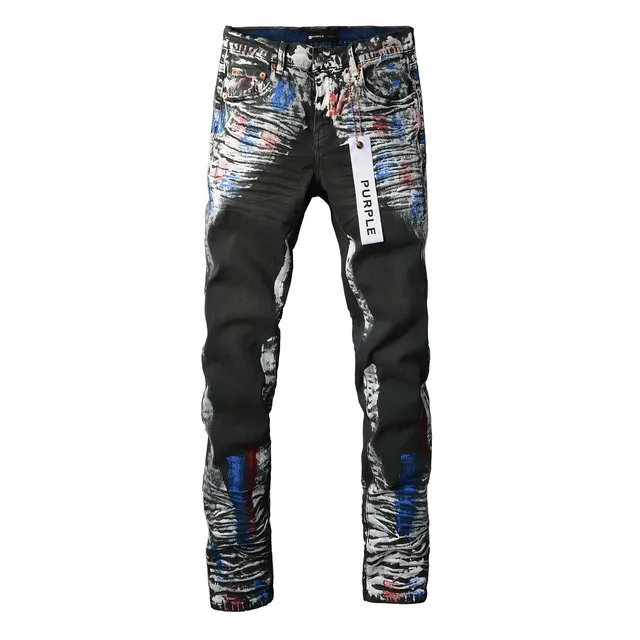 Purple Brand Paint-Splatter Distressed Black Jeans 15