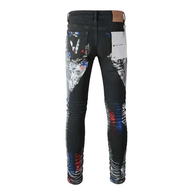 Purple Brand Paint-Splatter Distressed Black Jeans 16