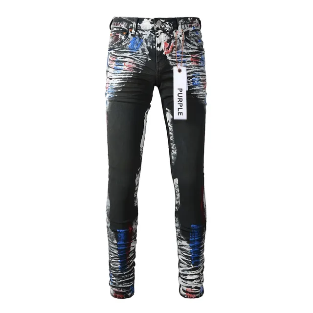 Purple Brand Paint-Splatter Distressed Black Jeans 17