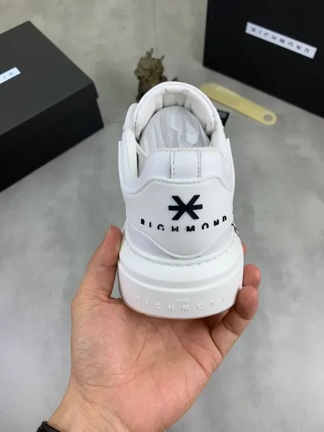 Richard Mille White Black Leather Low-Top Side Script Branding Sneakers 3