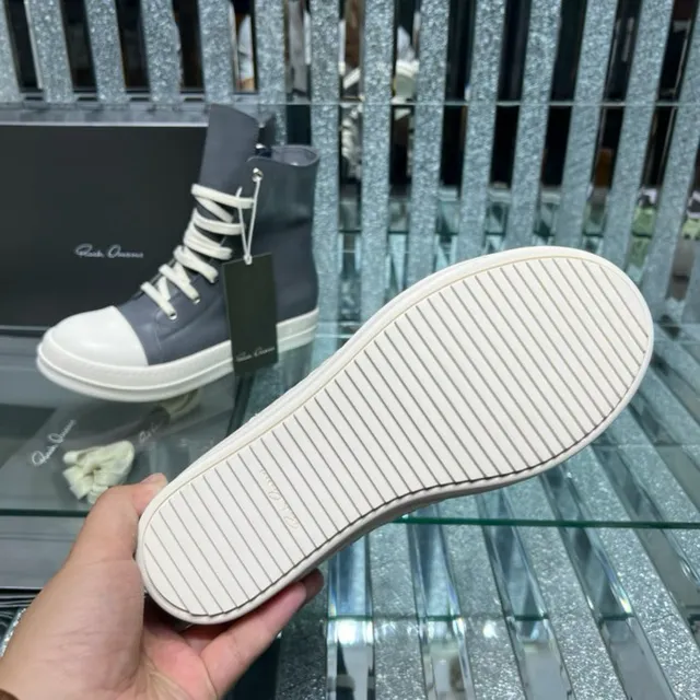 Rick Owens DRKSHDW Geobasket Bottines grises et Off-White 2