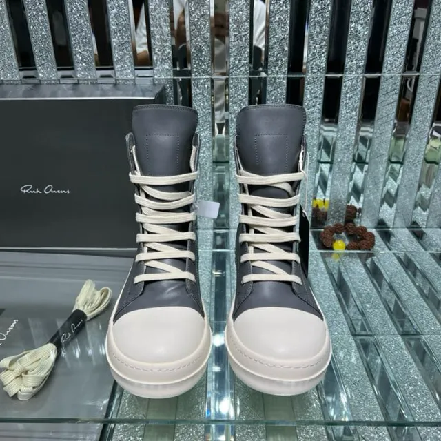 Rick Owens DRKSHDW Geobasket Bottines grises et Off-White 6