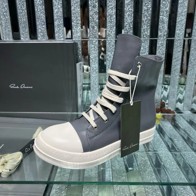 Rick Owens DRKSHDW Geobasket Bottines grises et Off-White 7
