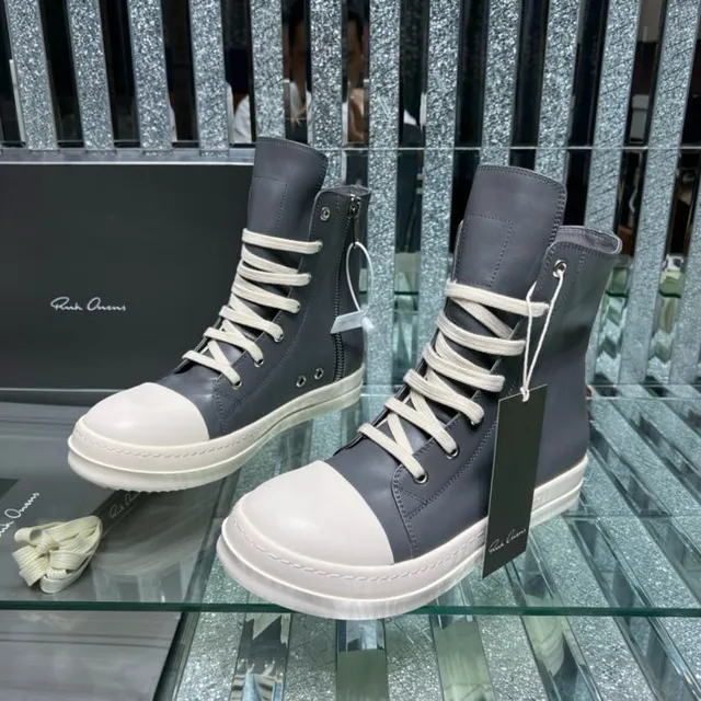 Rick Owens DRKSHDW Geobasket Bottines grises et Off-White 8