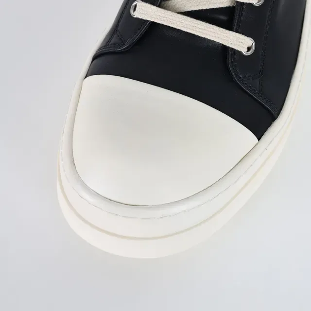 Rick Owens Geobasket Black and Cream Platform Ankle Boots 5