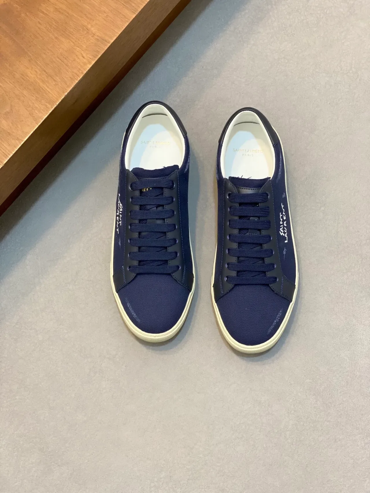 Saint Laurent Logo Bordado Navy Canvas Zapatilhas Lifestyle 5