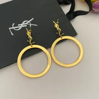 Saint Laurent Gold-Tone Monogram Top Hoop Earrings