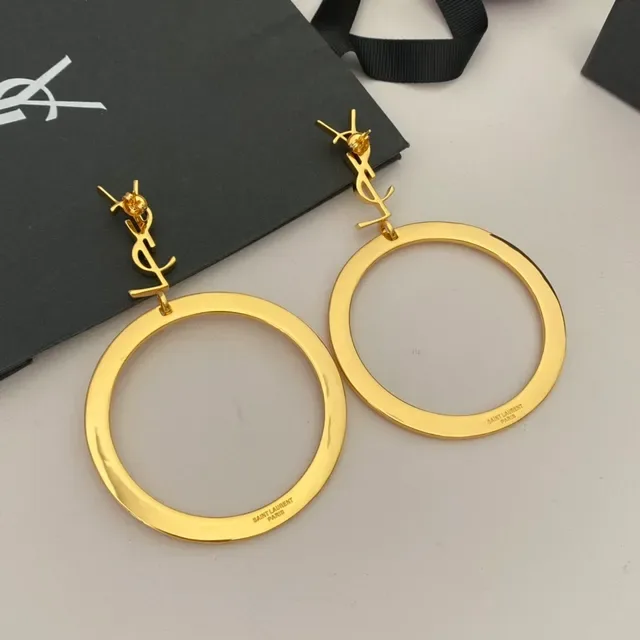 Saint Laurent Boucles d'Oreilles Hoop Doré Monogramme Top 4