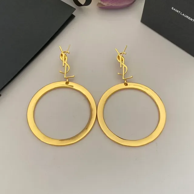 Saint Laurent Boucles d'Oreilles Hoop Doré Monogramme Top 5