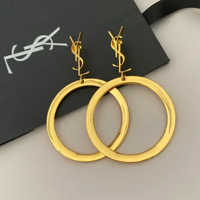 Saint Laurent Boucles d'Oreilles Hoop Doré Monogramme Top 8