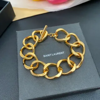 Saint Laurent Loulou 粗椭圆形链条金色手链