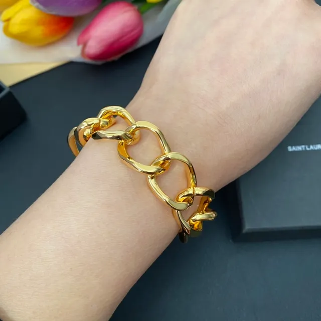Saint Laurent Loulou Bracelet épais avec maillons ovales dorés 2