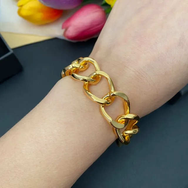 Saint Laurent Loulou Bracelet épais avec maillons ovales dorés 3