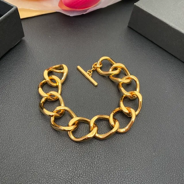 Saint Laurent Loulou Bracelet épais avec maillons ovales dorés 5