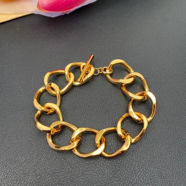 Saint Laurent Loulou Bracelet épais avec maillons ovales dorés 9
