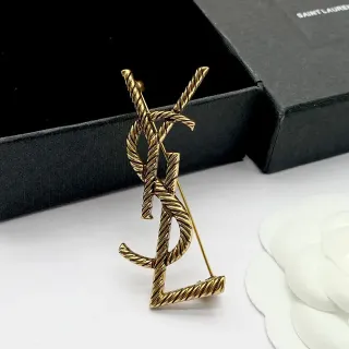 Saint Laurent Monogram Rope Gold-Tone Brooch