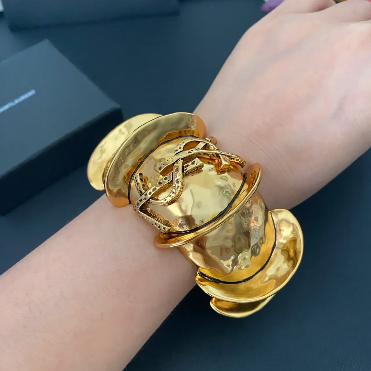 Saint Laurent Sculptural Gold-Tone Cuff Bracelet 3
