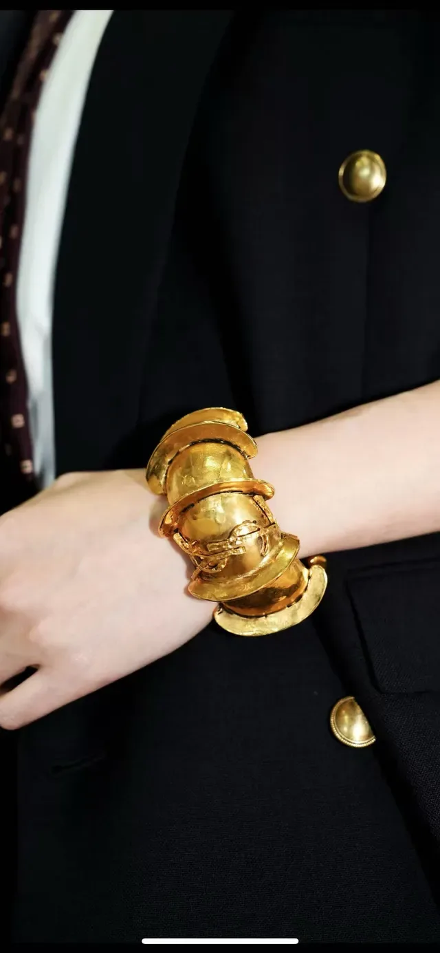 Saint Laurent Sculptural Gold-Tone Cuff Bracelet 4