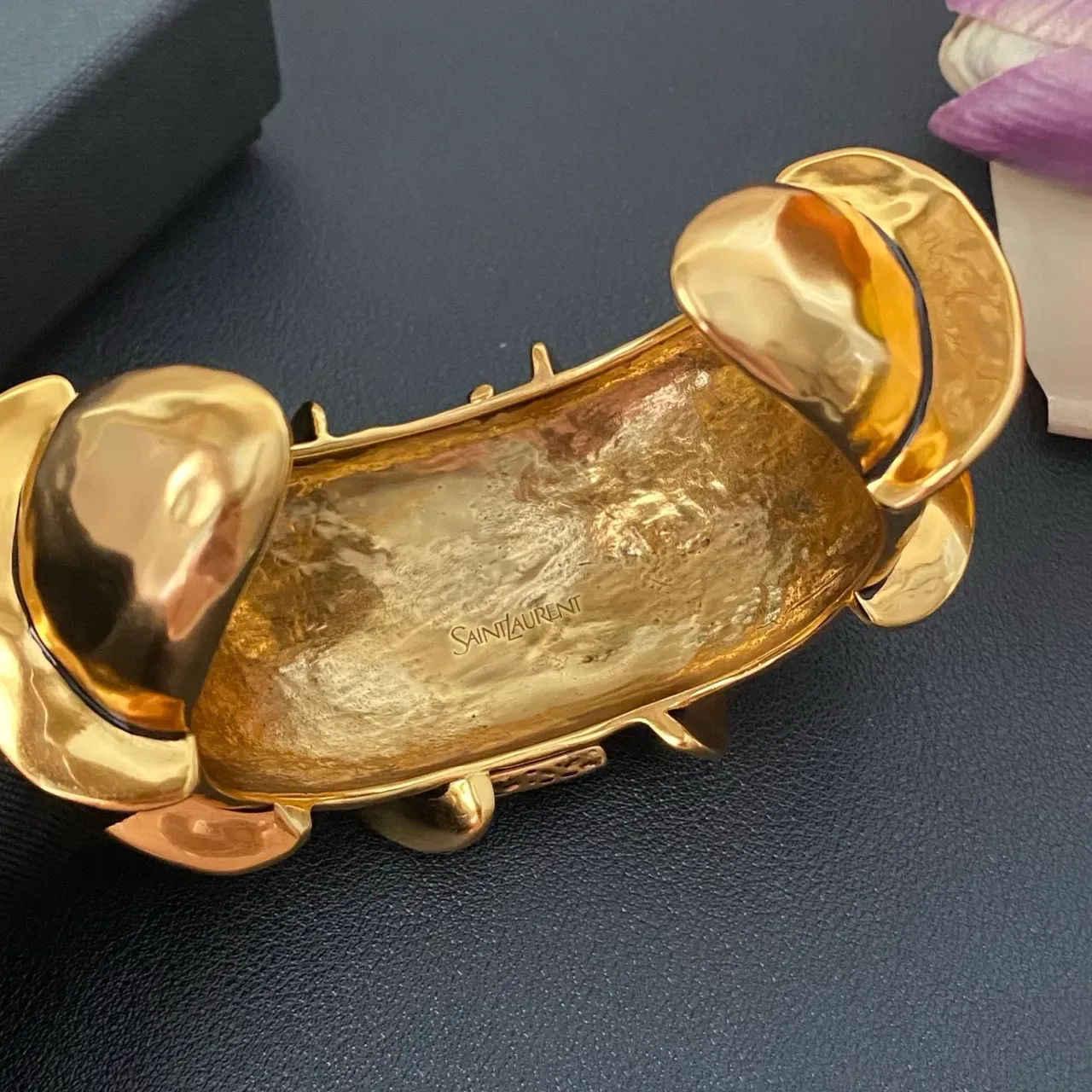 Saint Laurent Sculptural Gold-Tone Cuff Bracelet 5