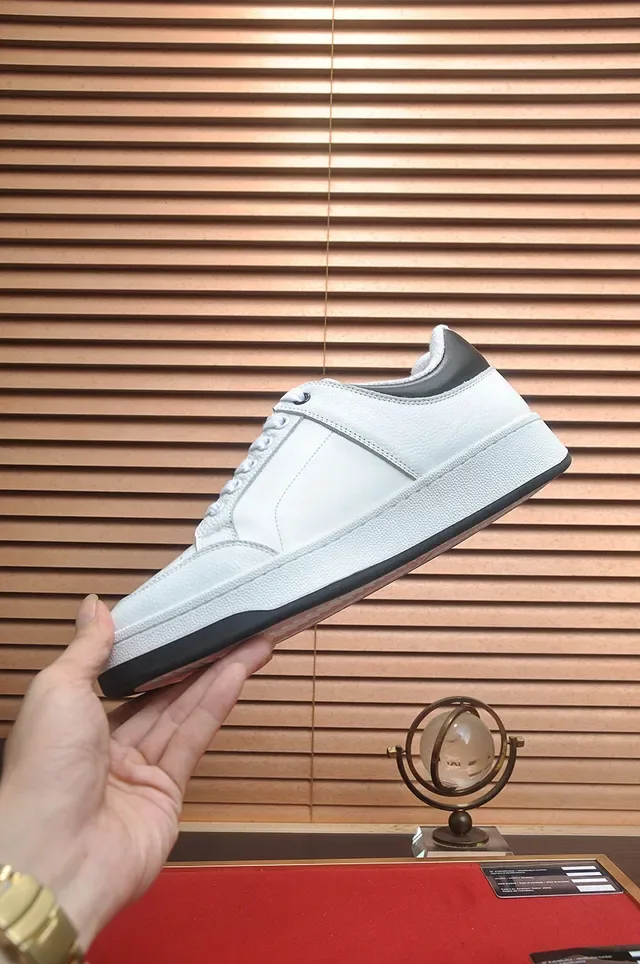 Saint Laurent حذاء أسلوب حياة أبيض أسود جلد رأس إصبع مثقب 5