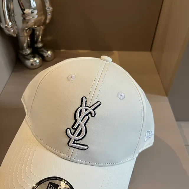 Saint Laurent White Black Structured Six-Panel Embroidered Monogram Baseball Cap 5