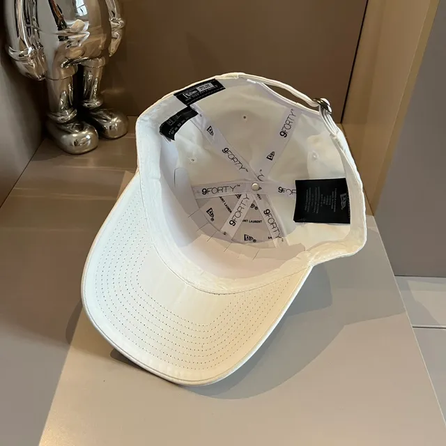 Saint Laurent White Black Structured Six-Panel Embroidered Monogram Baseball Cap 7