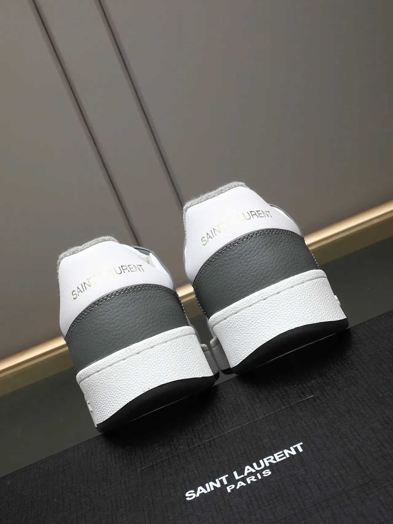 Saint Laurent White Gray Low-Top Perforated Mesh Lifestyle Sneakers 3