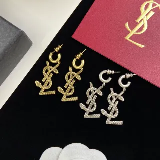 Saint Laurent YSL Monogram Textured Drop Earrings