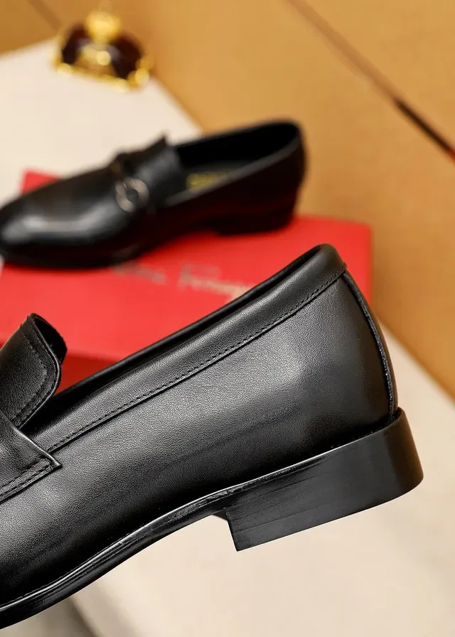Salvatore Ferragamo Gancini Black Leather Horsebit Loafers 3
