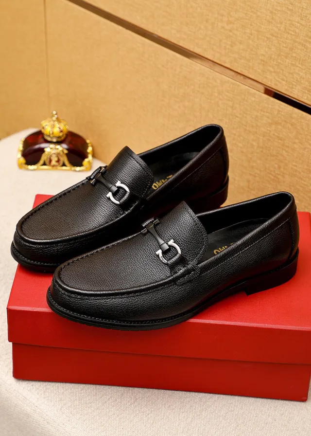 Salvatore Ferragamo Gancini Black Pebbled Leather Horsebit Loafers 2