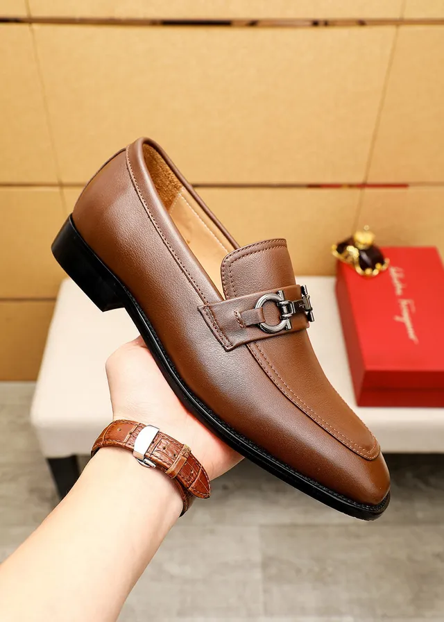Salvatore Ferragamo Gancini Brown Leather Horsebit Loafers 6