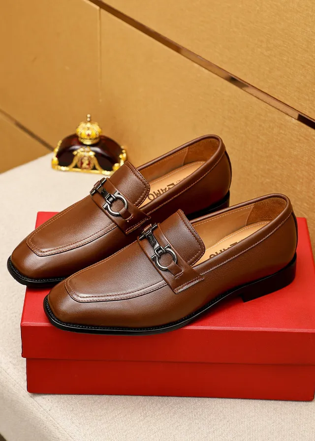 Salvatore Ferragamo Gancini Brown Leather Horsebit Loafers 7