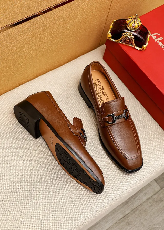 Salvatore Ferragamo Gancini Brown Leather Horsebit Loafers 8