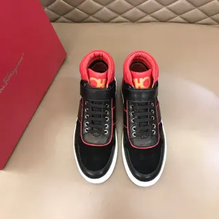 Salvatore Ferragamo High-Top Suede and Leather Sneakers