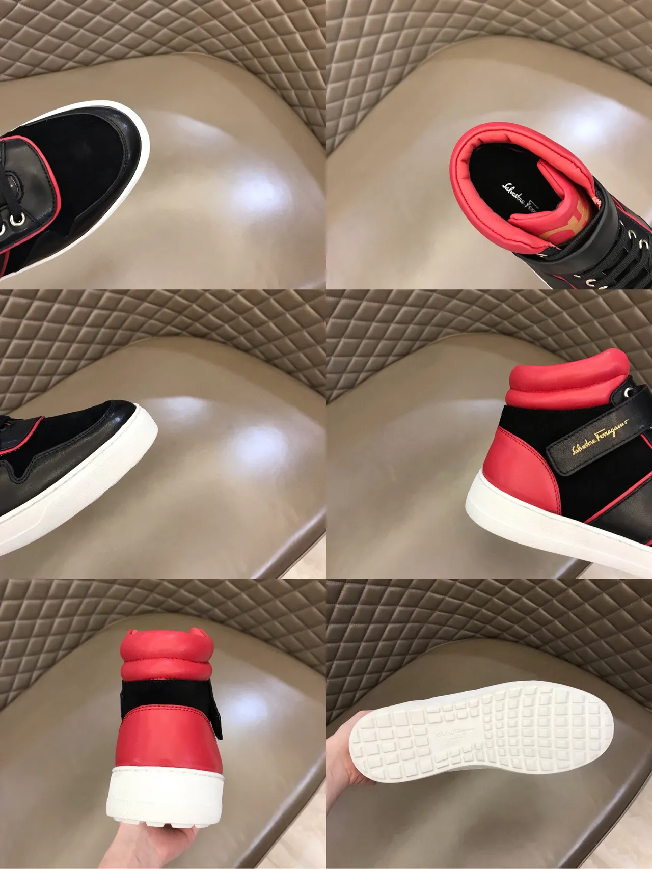 Salvatore Ferragamo High-Top Suede and Leather Sneakers 2