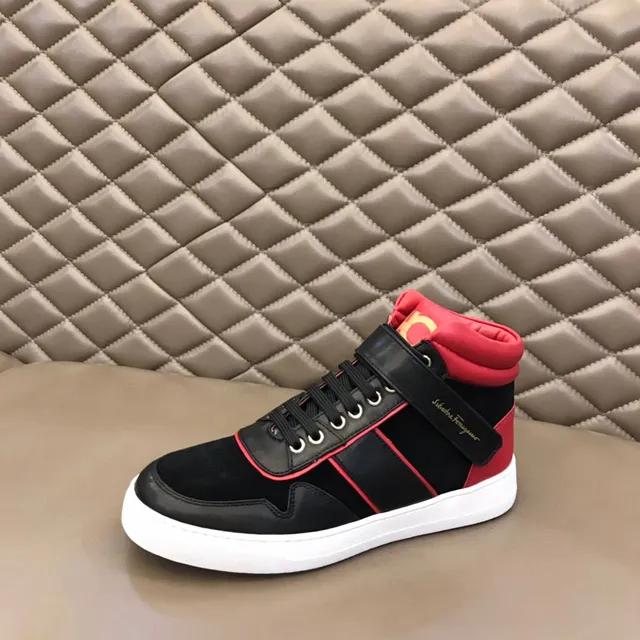 Salvatore Ferragamo High-Top Suede and Leather Sneakers 6