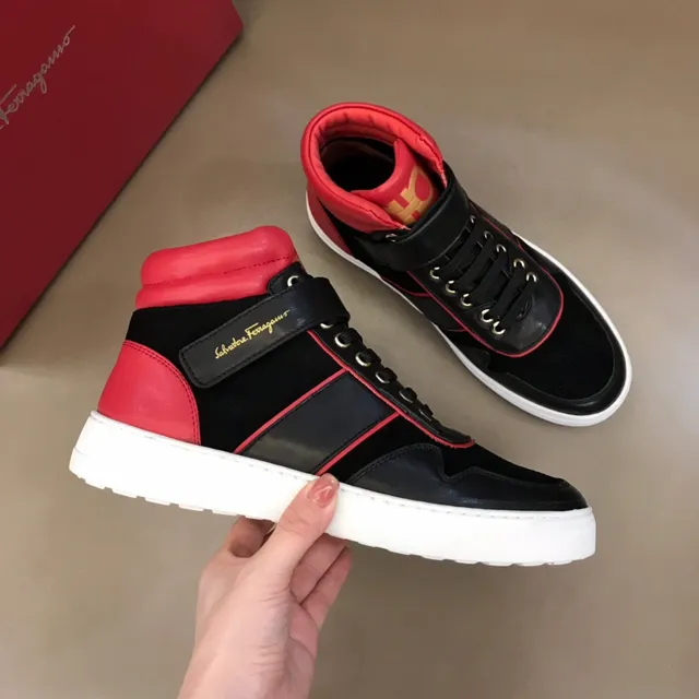 Salvatore Ferragamo High-Top Suede and Leather Sneakers 7