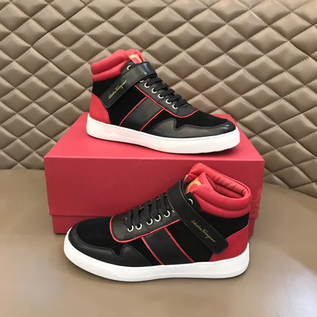 Salvatore Ferragamo High-Top Suede and Leather Sneakers 8