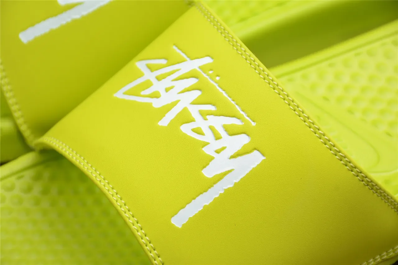 Stussy Stock Logo Lime Green Slippers 5