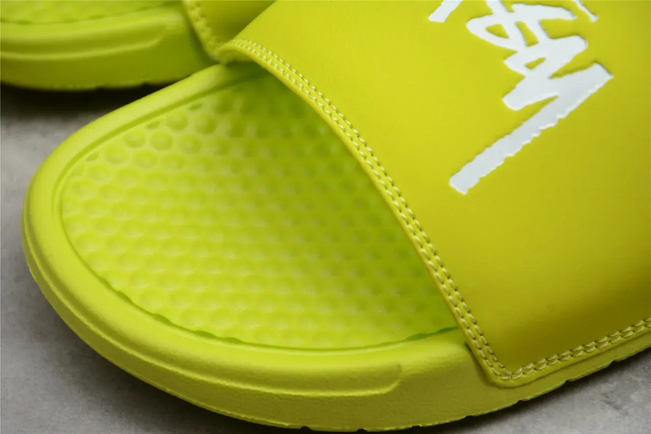 Stussy Stock Logo Lime Green Slippers 6