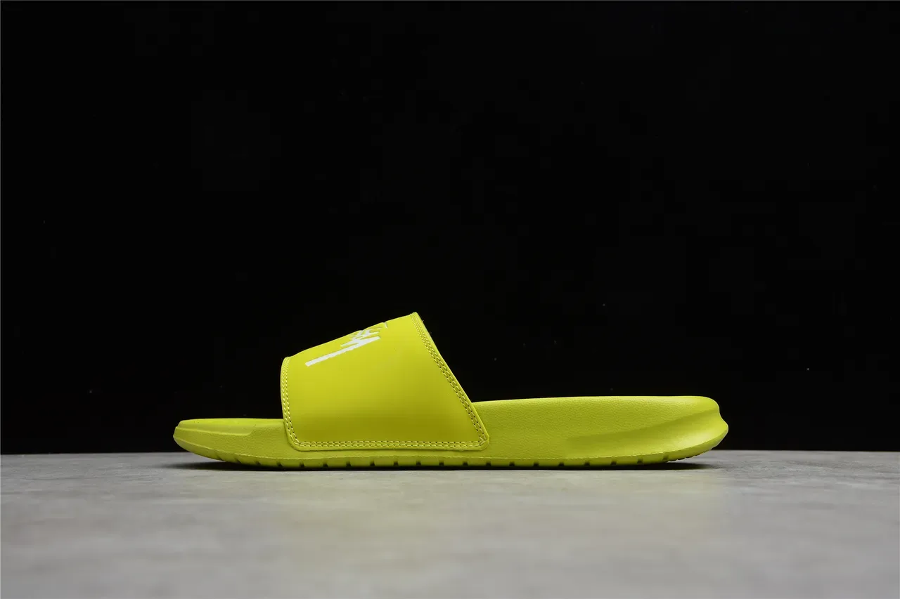 Stussy Stock Logo Lime Green Slippers 12