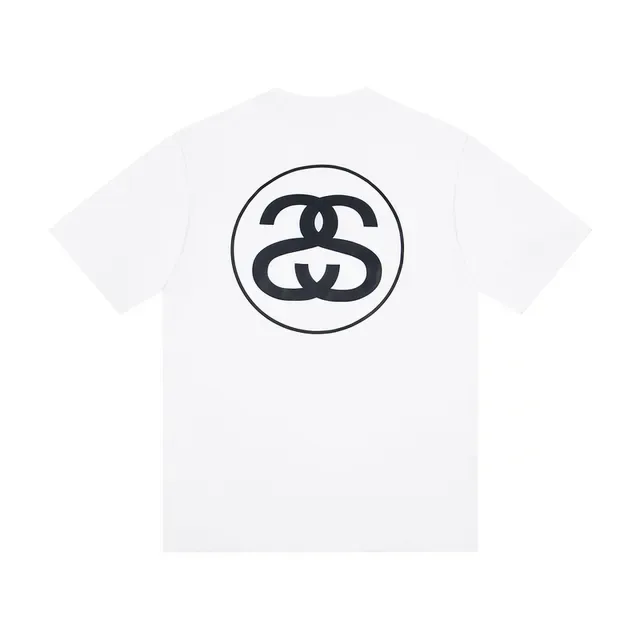 Stussy सफेद काला क्रू नेक शॉर्ट स्लीव टी-शर्ट 3