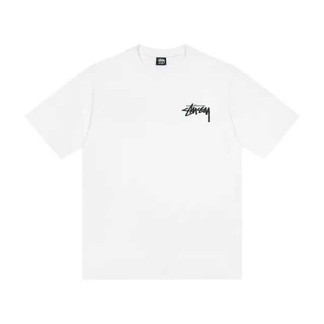 Stussy सफेद काला क्रू नेक शॉर्ट स्लीव टी-शर्ट 4