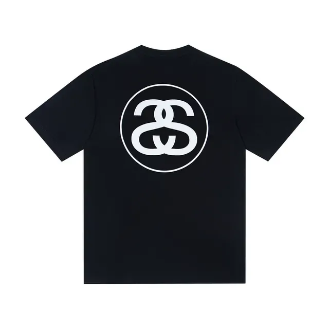 Stussy सफेद काला क्रू नेक शॉर्ट स्लीव टी-शर्ट 5
