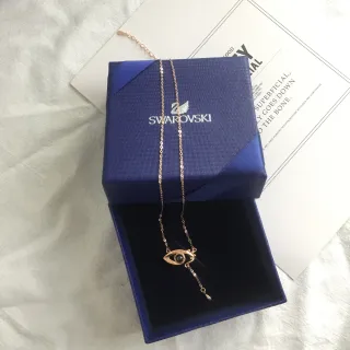 Swarovski Evil Eye Gold Black Tone Chain Pendant Necklace