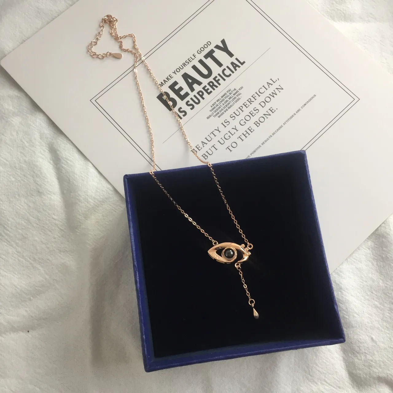 Swarovski mauvais Œil ton doré noir collier chaîne pendentif 2