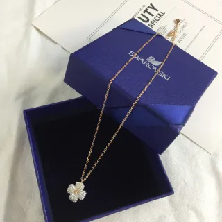 Swarovski Flower Crystal Pavé Rose-Gold-Tone Necklace