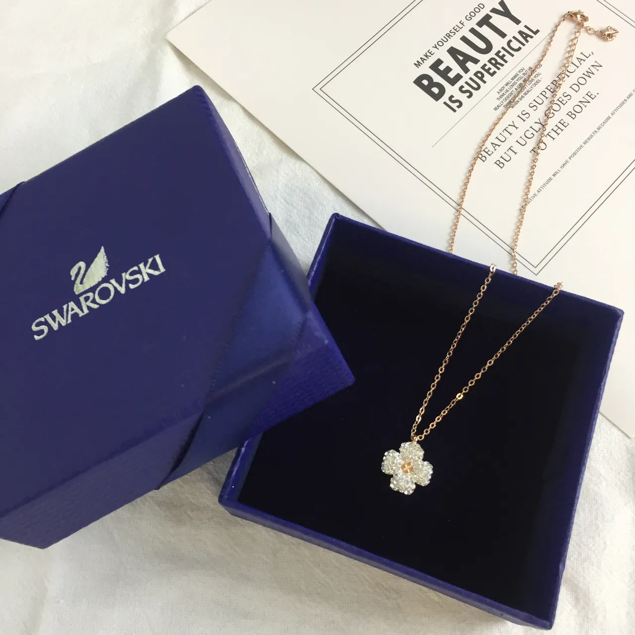 Swarovski Flor Cristal Pavé Tom Rose-Gold Colar 3