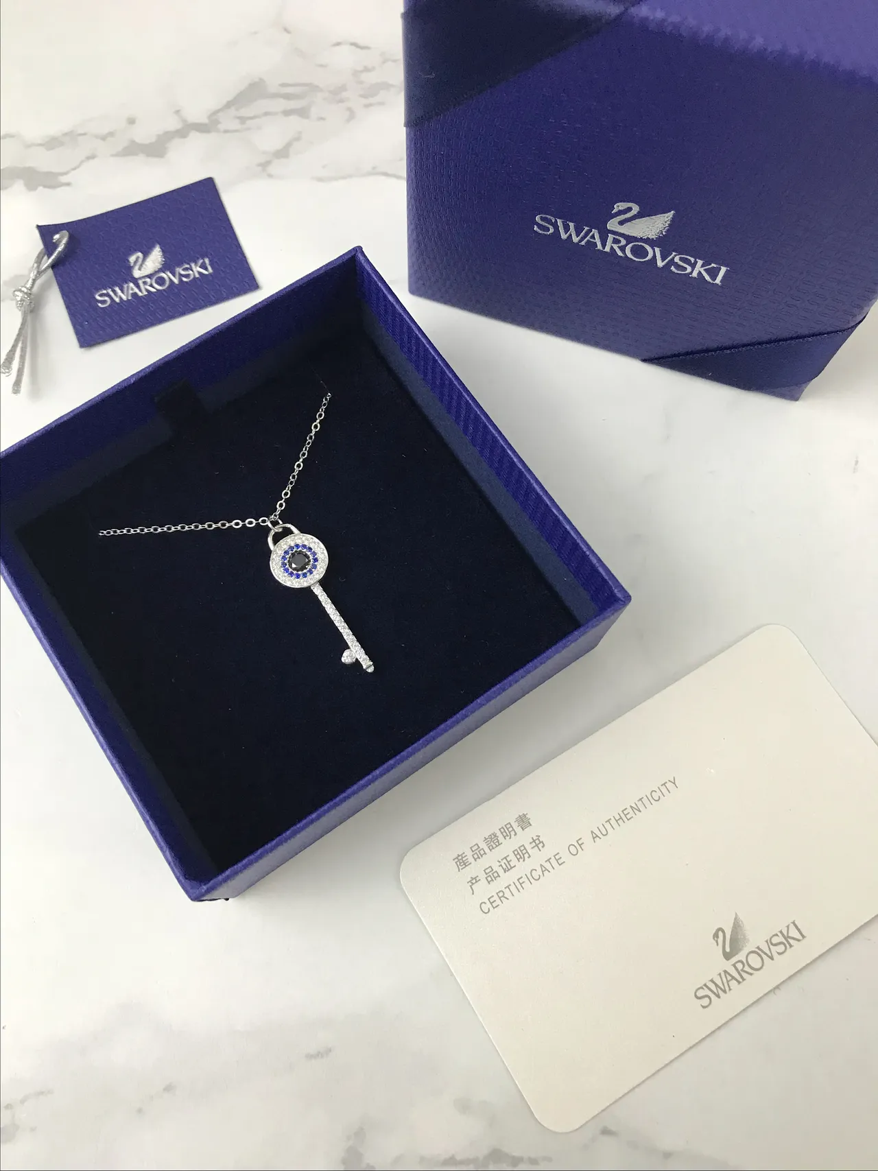 Swarovski Key-Shaped Evil Eye Pendant Necklace 2