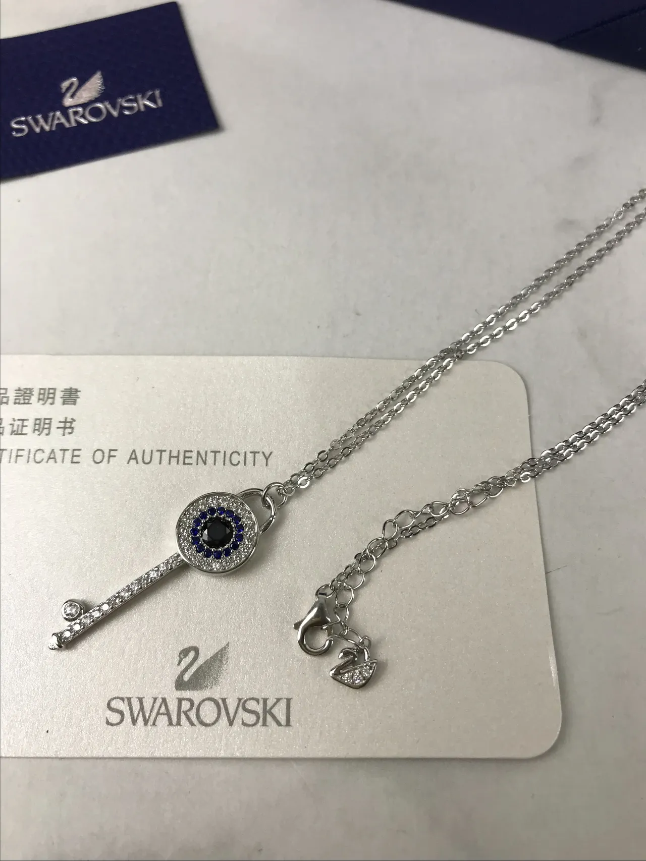 Swarovski Key-Shaped Evil Eye Pendant Necklace 3